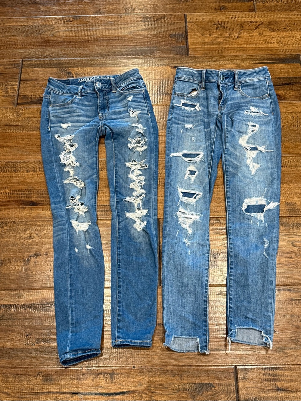 American Eagle Outfitters Women's Ripped Blue Skinny Jeans Duo